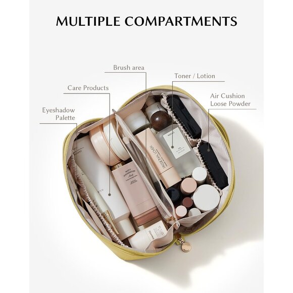 Women AL Green Large Capacity Cosmetic Travel Makeup Waterproof Portable Bag - Picture 2 of 5